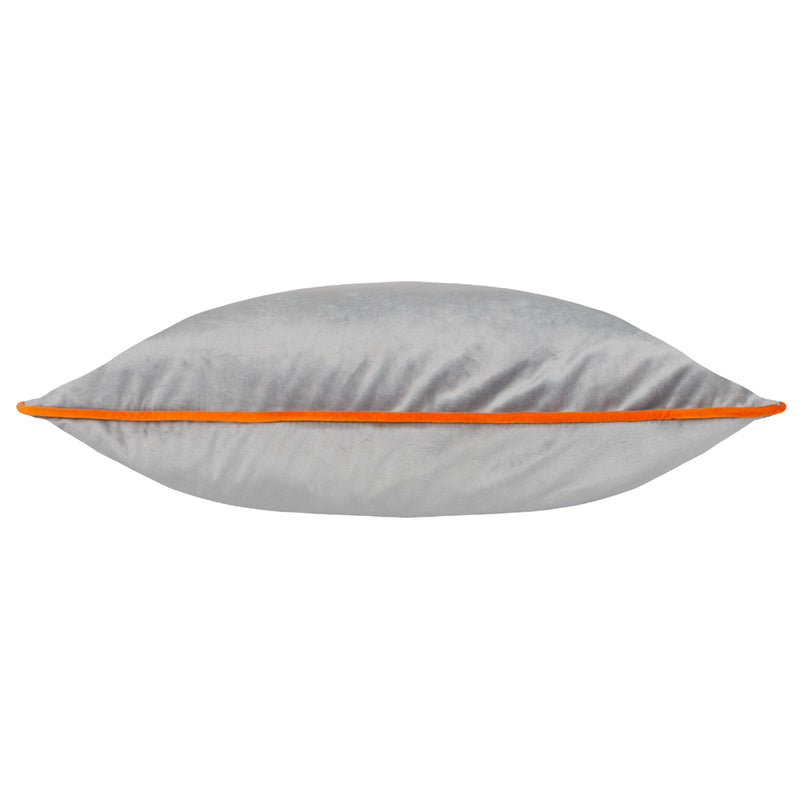 Paoletti Meridian Velvet Cushion Cover in Grey/Clementine