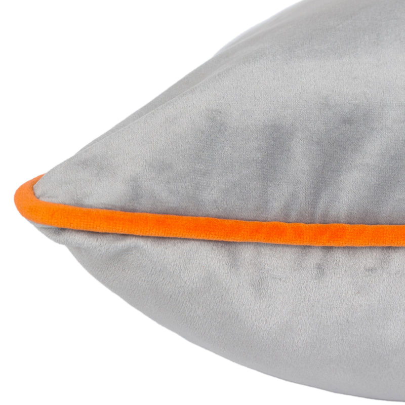 Paoletti Meridian Velvet Cushion Cover in Grey/Clementine