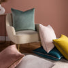 Paoletti Meridian Velvet Cushion Cover in Teal/Blush