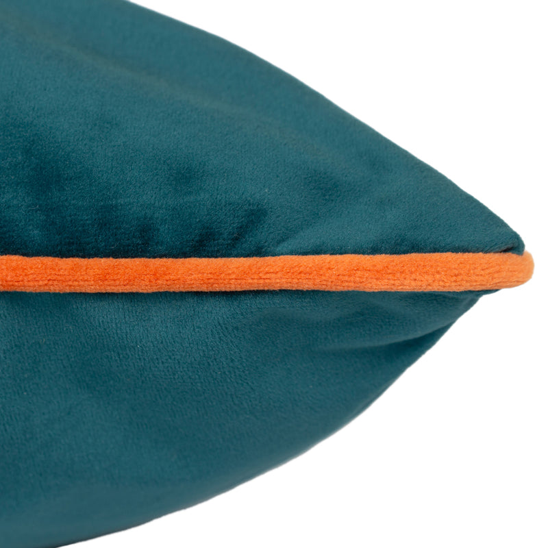 Paoletti Meridian Velvet Cushion Cover in Teal/Clementine