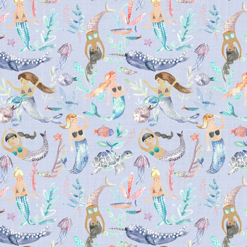 Voyage Maison Mermaid Party Printed Cotton Fabric in Violet