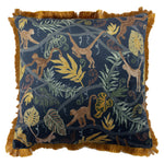 furn. Monkey Forest Jungle Cushion Cover in Midnight Blue