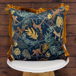 furn. Monkey Forest Jungle Cushion Cover in Midnight Blue