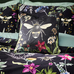 Wylder Midnight Bee Floral Velvet Duvet Cover Set in Black