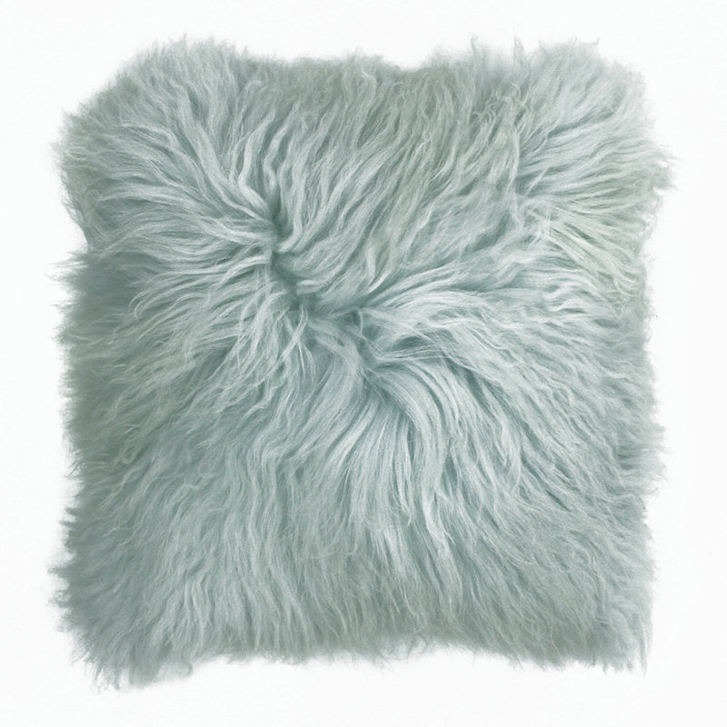 Paoletti Mongolian Sheepskin Cushion Cover in Blue Blush