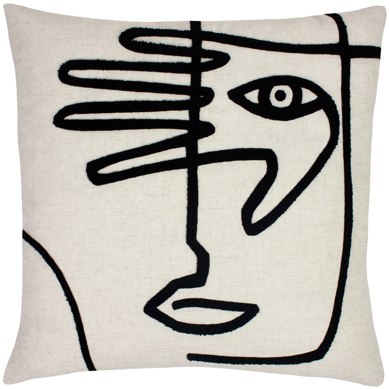 Mono Face Cushion Linen