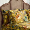 EW by Edinburgh Weavers Morton Floral Printed Cotton Sateen Piped Pillowcase Pair in Ochre