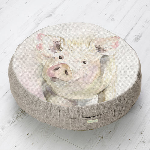 Voyage Maison Mr Piggy Printed Floor Cushion in Taupe