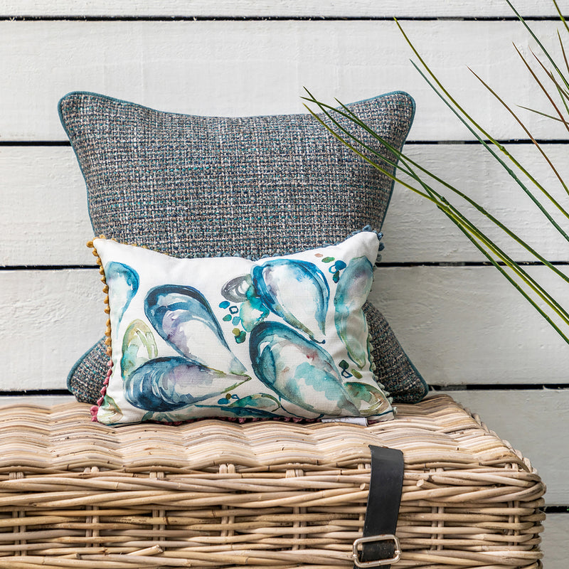 Voyage Maison Mussell Shells Small Printed Cushion Cover in Marine