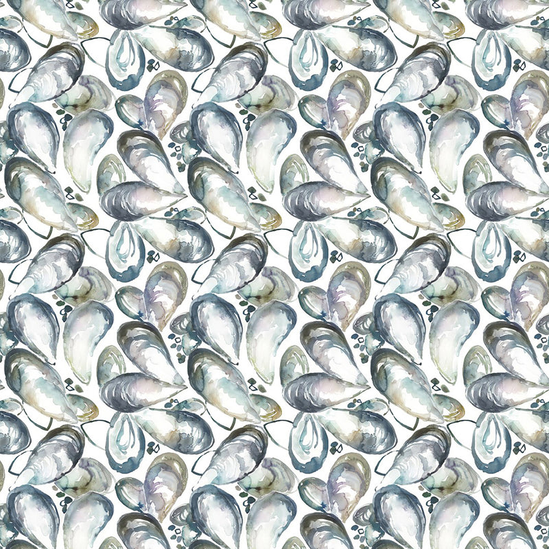 Voyage Maison Mussel Shells Printed Cotton Fabric in Slate
