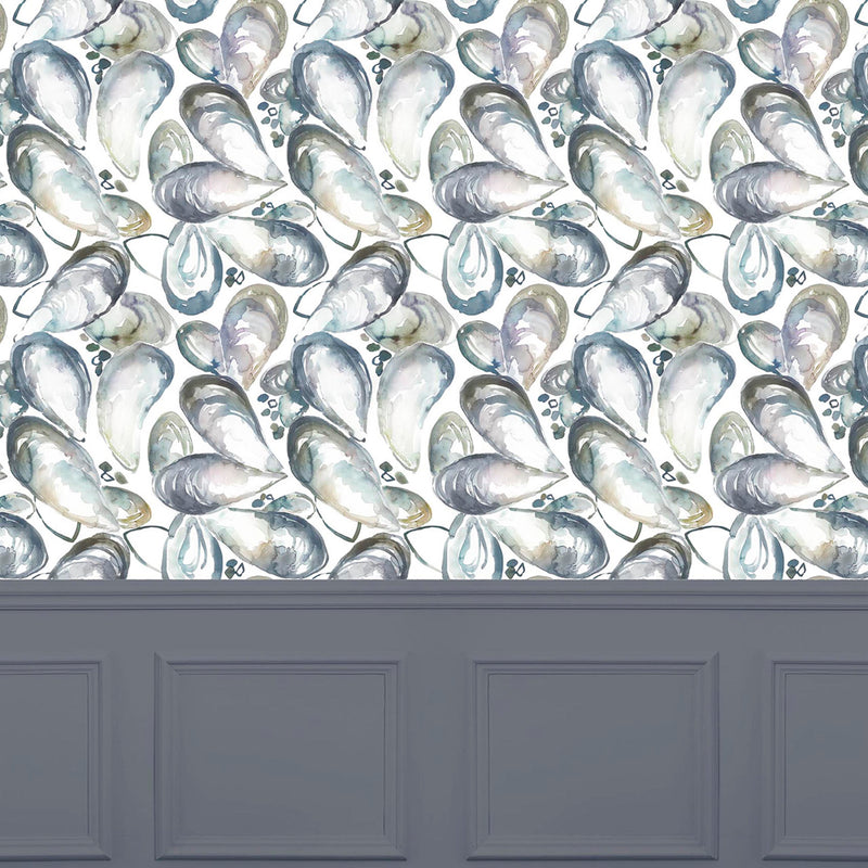 Voyage Maison Mussell Shells 1.4m Wide Width Wallpaper in Slate