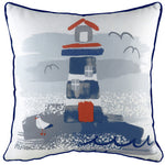 Evans Lichfield Nautical Lighthouse Cushion Cover in Navy
