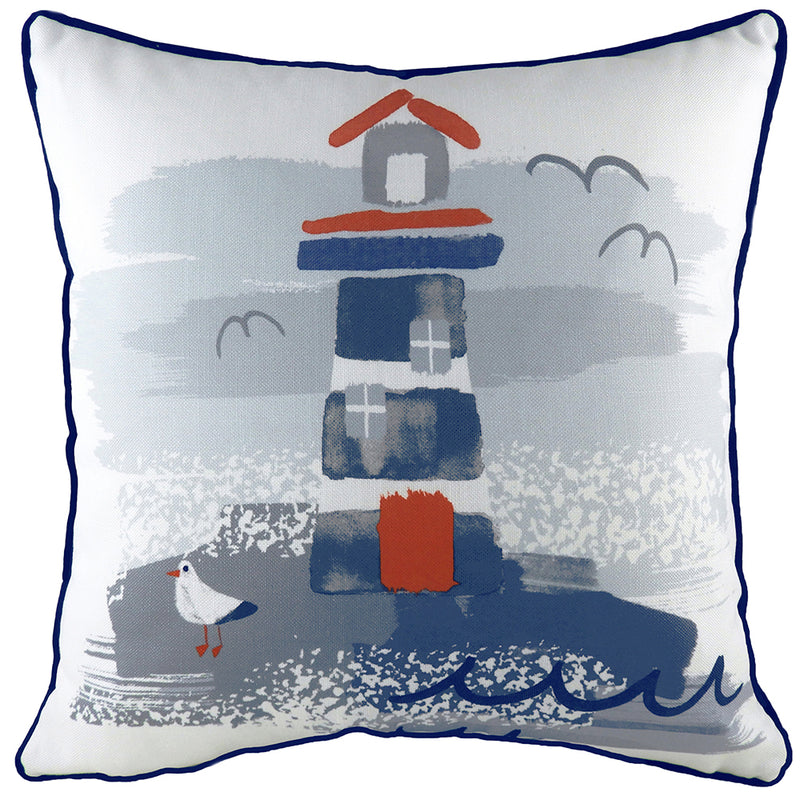 Evans Lichfield Nautical Lighthouse Cushion Cover in Navy