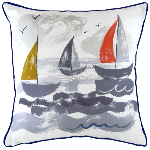 Evans Lichfield Nautical Sailboats Cushion Cover in Navy