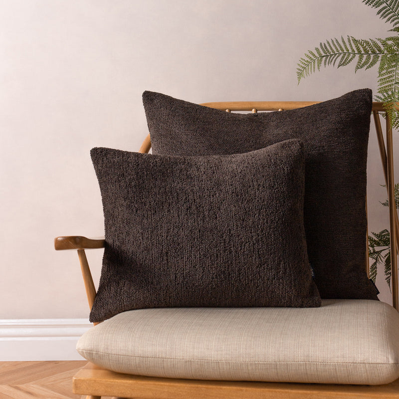 Paoletti Nellim Rectangular Boucle Textured Cushion Cover in Espresso