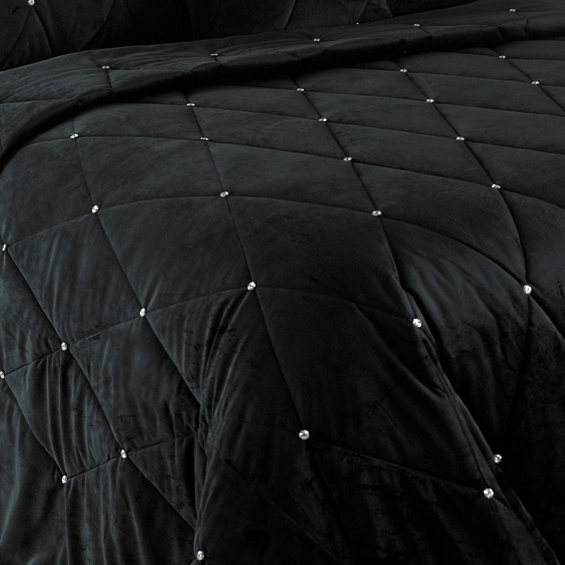 New Diamante Bedspread Black