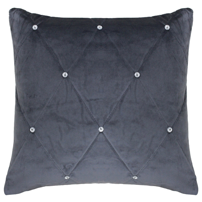 New Diamante Embellished Cushion Pewter