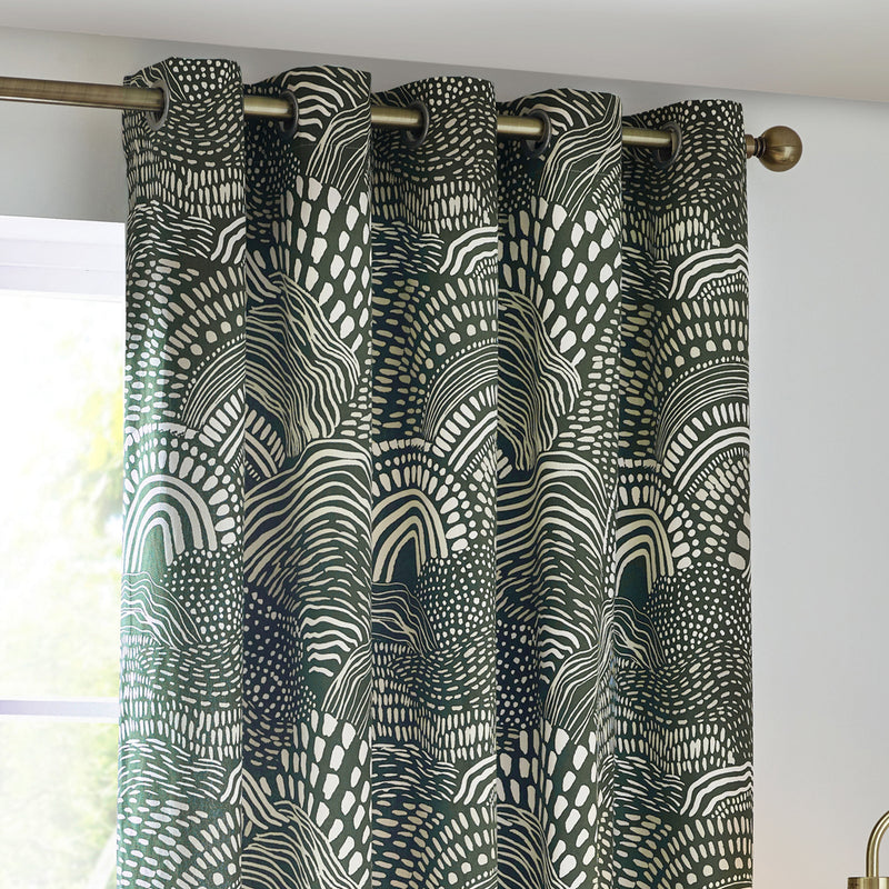 HÖEM Nola Abstract Eyelet Curtains in Olive