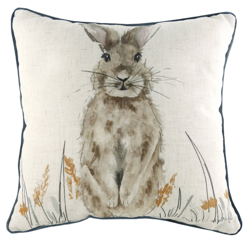 Evans Lichfield Oakwood Hare Square Cushion Cover in Beige