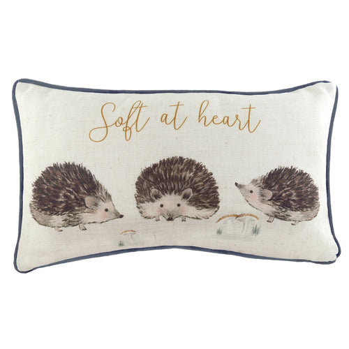 Evans Lichfield Oakwood Hedgehogs Rectangular Cushion Cover in Brown