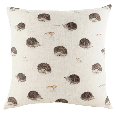 Evans Lichfield Oakwood Hedgehogs Repeat Square Cushion Cover in Brown