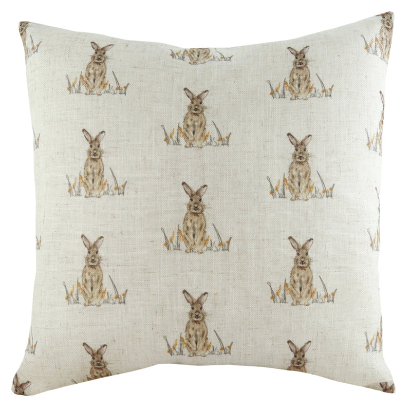 Evans Lichfield Oakwood Hares Repeat Square Cushion Cover in Beige