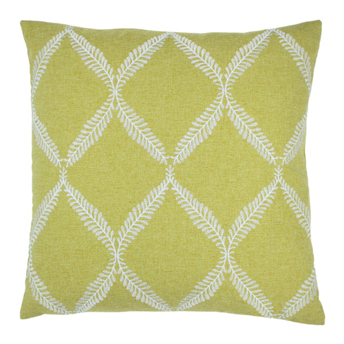 Paoletti Olivia Lattice Embroidered Cushion Cover in Citron