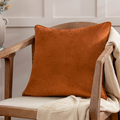 Plain Orange Cushions - Opulence Soft Velvet Cushion Cover Ginger Evans Lichfield