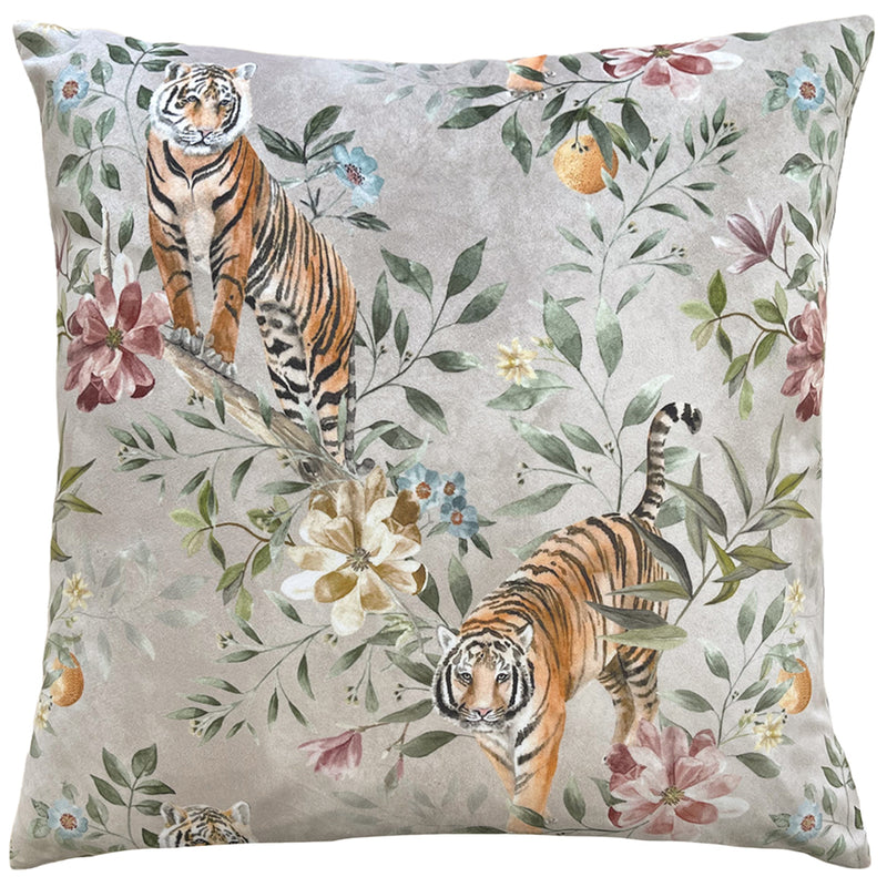 Wylder Orient Tiger Repeat Cushion Cover in Taupe