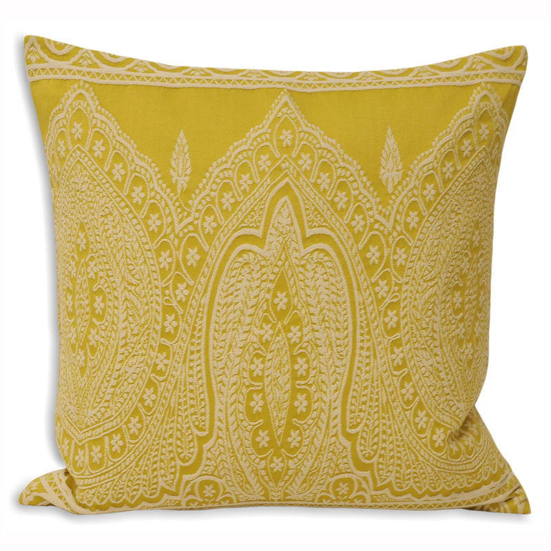 Paoletti Paisley Printed Cushion Cover in Yellow