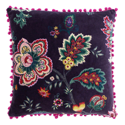 Paoletti Palampur Velvet Cushion Cover in Damson