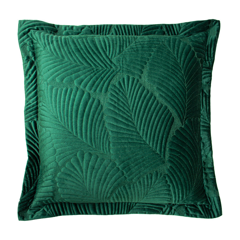 Palmeria Quilted Velvet Cushion Emerald