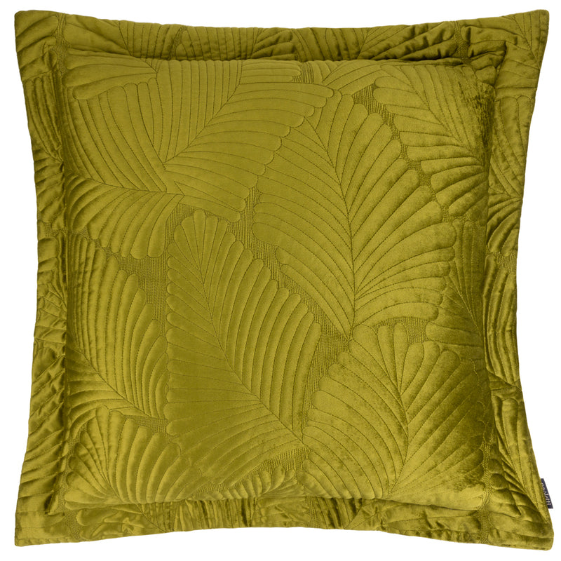 Paoletti Palmeria Quilted Velvet Cushion Cover in Moss
