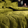 Paoletti Palmeria Quilted Velvet Duvet Cover Set in Moss