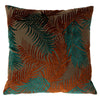 Palm Grove Velvet Jacquard Cushion Teal/Rust