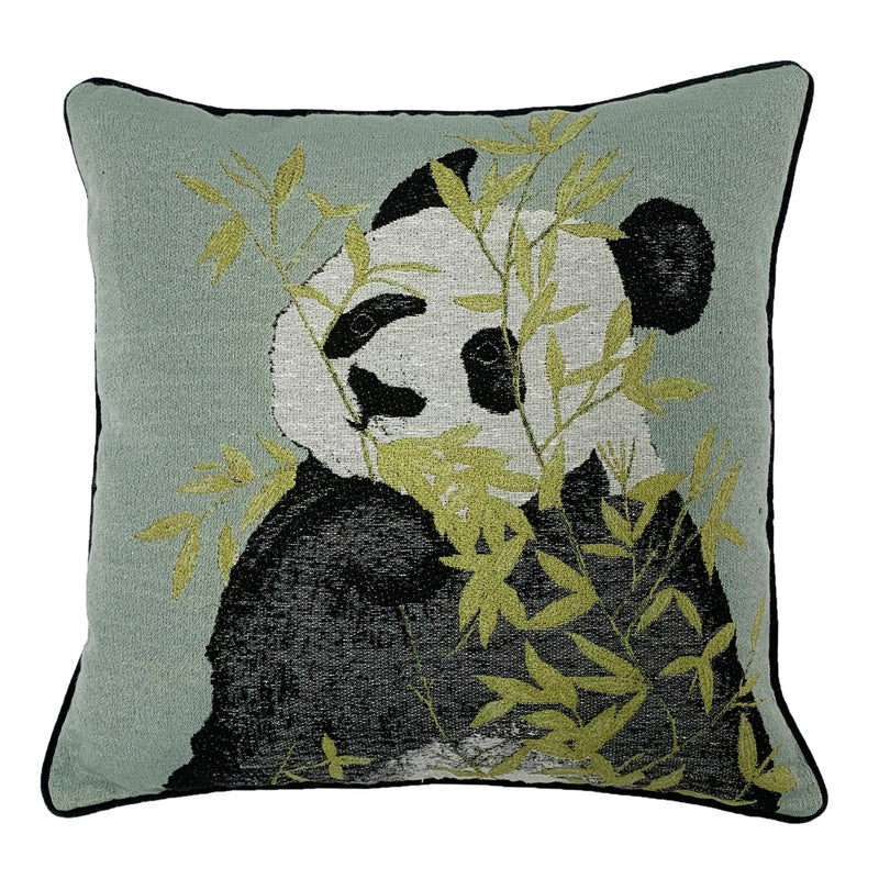 Pandas Jacquard Cushion Green