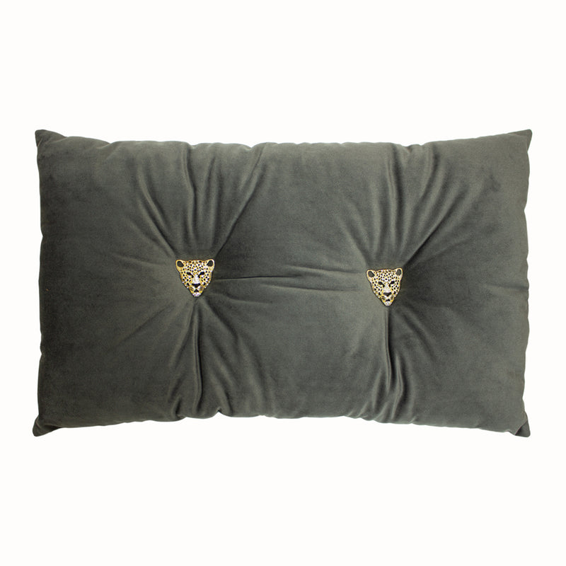 Paoletti Panther Velvet Ready Filled Cushion in Dark Grey