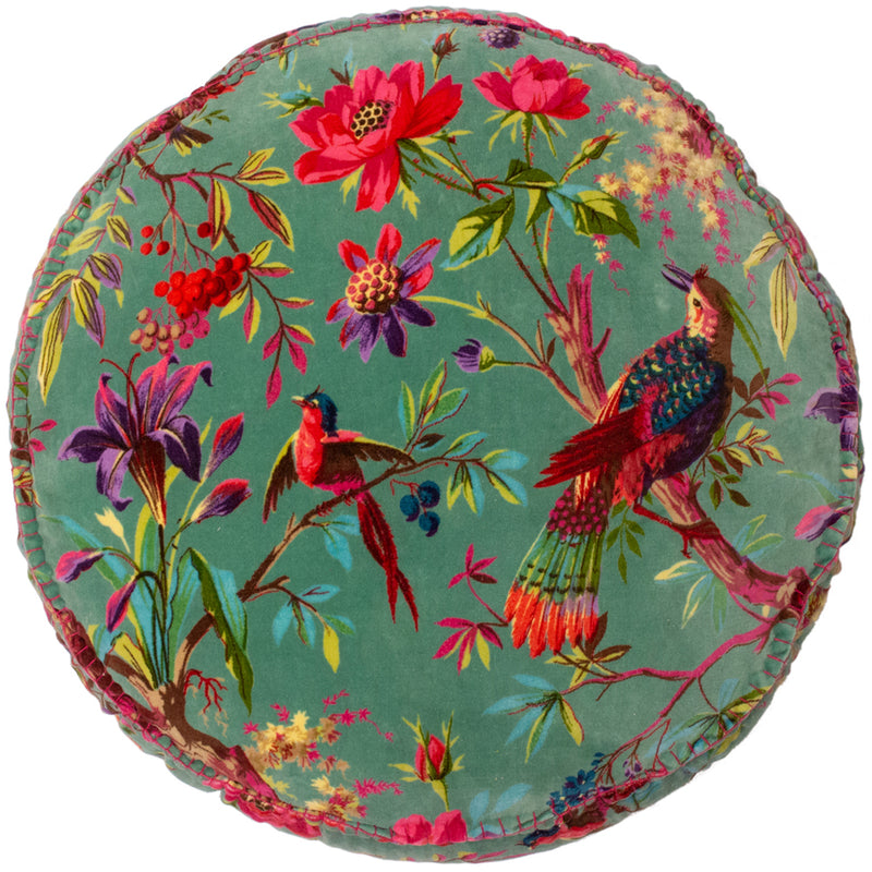 Paoletti Paradise Velvet Round Cushion Cover in Mineral