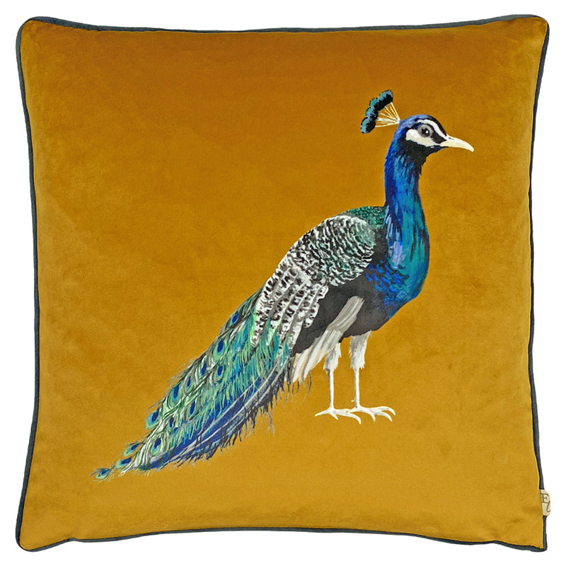Evans Lichfield Peacock Cushion Cover in Saffron
