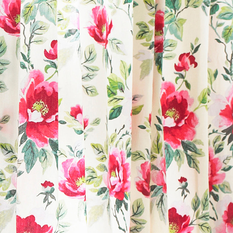 Peony Country Floral Pencil Pleat Curtains Fuchsia