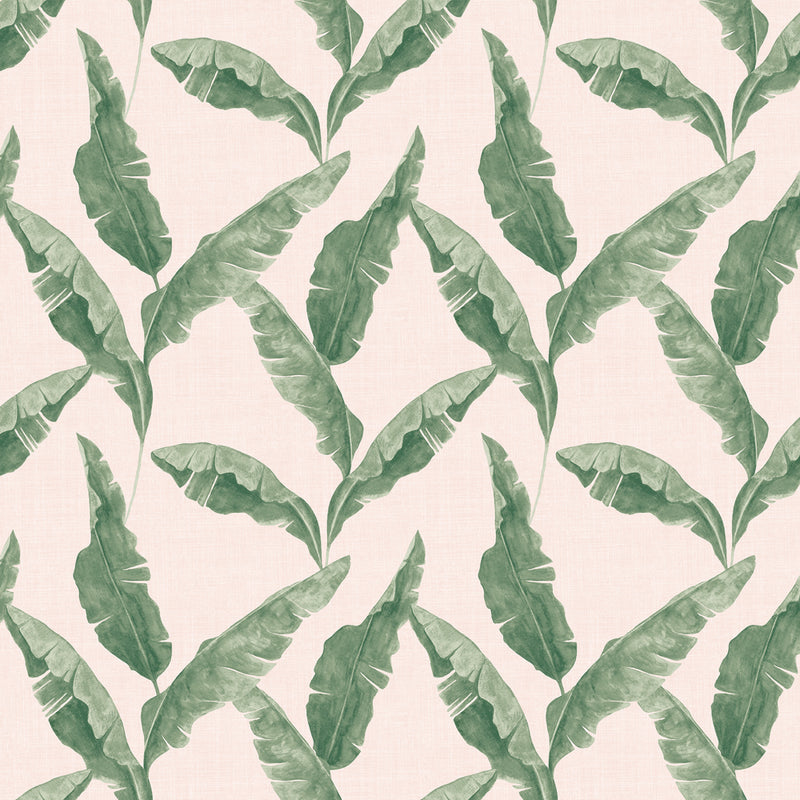 furn. Plantain Wallpaper Sample in Teal/Blush