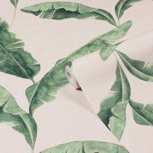 furn. Plantain Wallpaper in Teal/Blush
