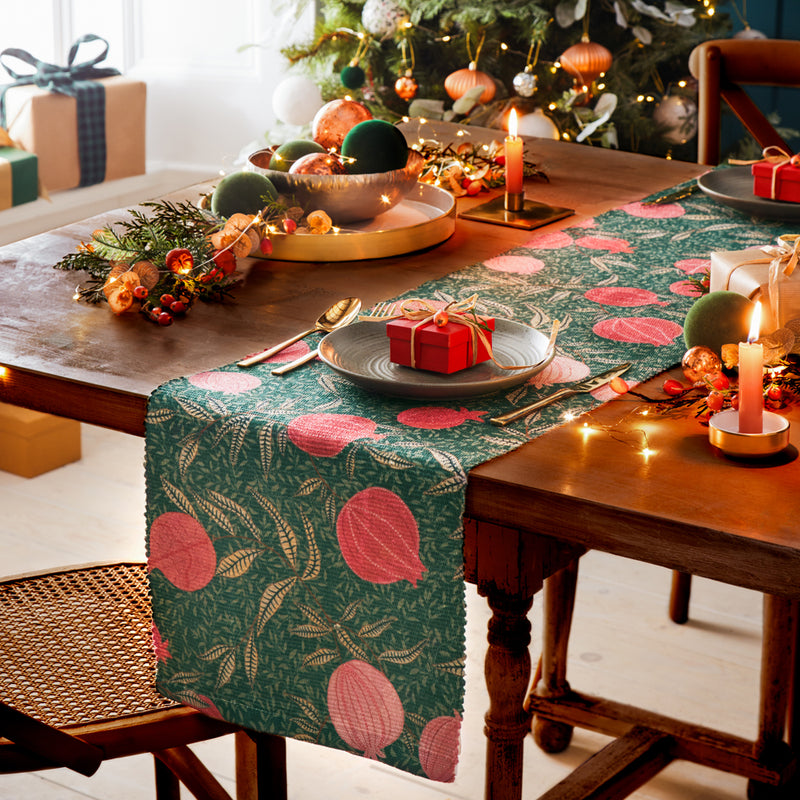Paoletti Pomegranate Table Runner in Green