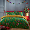 furn. Purrfect Christmas Duvet Cover Set in Green/Gold