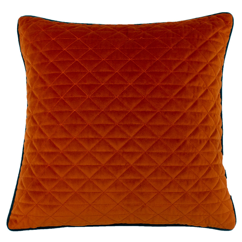 Paoletti Quartz Quilted Cushion Cover in Jaffa Orange/Teal