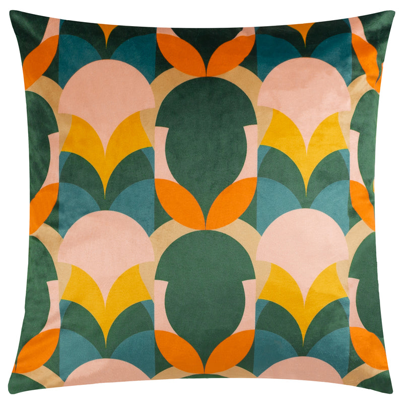 heya home Raeya Art Deco Cushion Cover in Peach/Pine