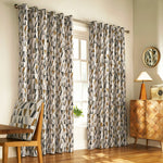 furn. Reno Geometric Eyelet Curtains in Charcoal/Gold
