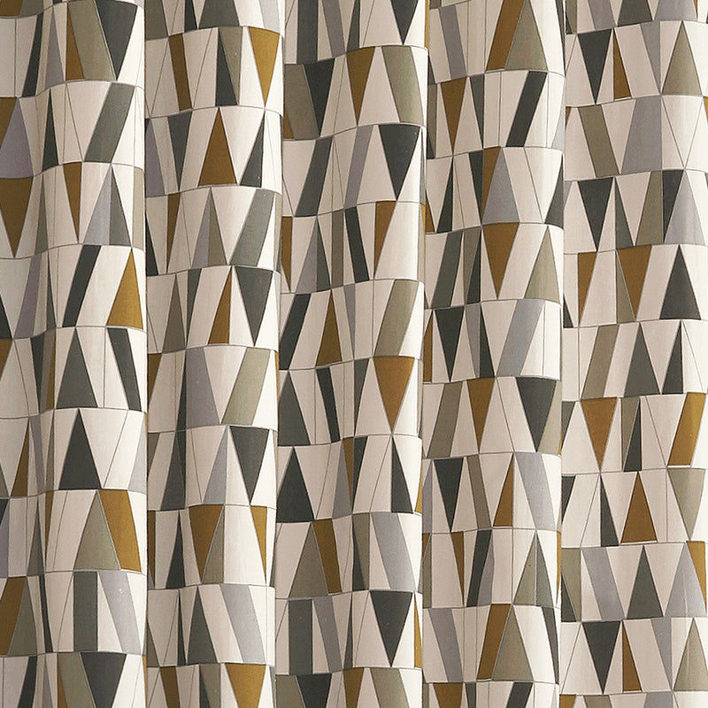 Reno Geometric Eyelet Curtains Charcoal/Gold