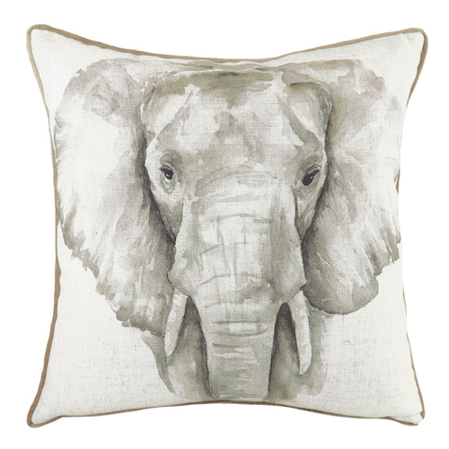 Evans Lichfield Safari Elephant Cushion Cover in White