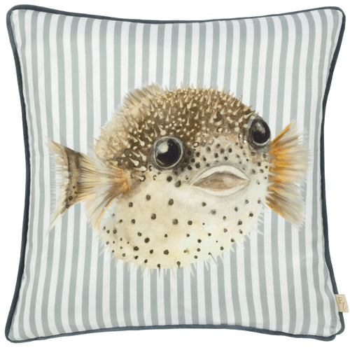 Animal Multi Cushions - Salcombe Pufferfish Piped Cushion Cover Multicolour Evans Lichfield